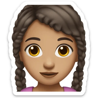 girl with dark brown hair and dark brown eyes and doll lashes sticker
