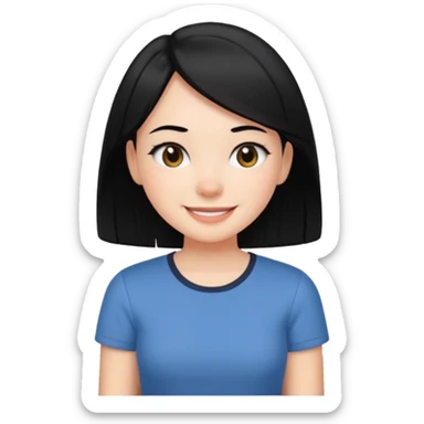 girl with black hair in short sleeves at home sticker