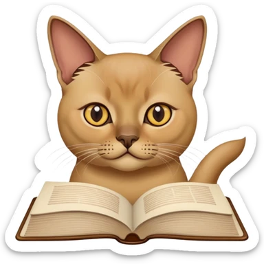 Burmese cat with book sticker