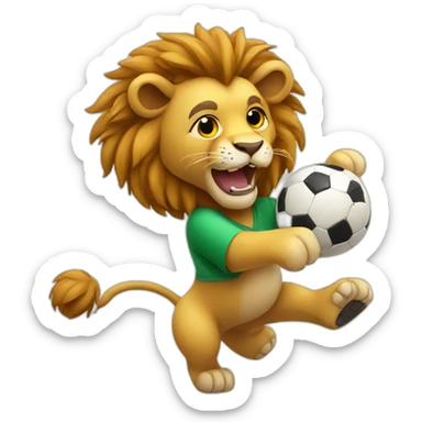 Small lion playing soccer sticker