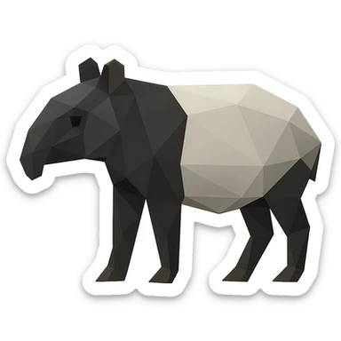 a tapir in a low-poly polygonal style, geometric and modern sticker