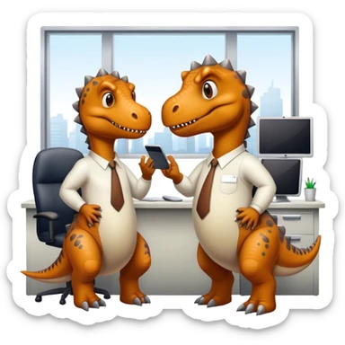 old dinosaurs working in an office sticker