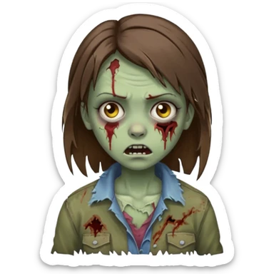 a zombie girl with straight brown hair  sticker