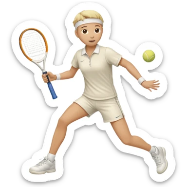 High resolution full body of a tennis player with just a one racket  sticker