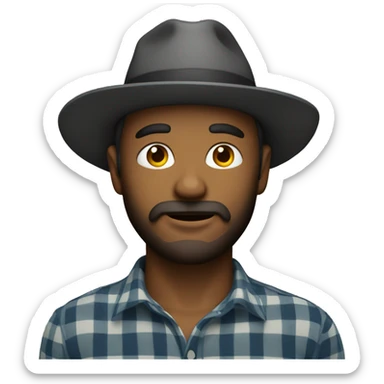 man with hat and beard and plaid shirt sticker