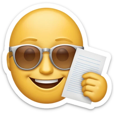 Голова Смайлика в крутых очках, держит листок на котором написано «druppi sale” и улыбается,аж искры от улыбки sticker