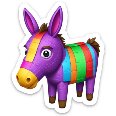 vibrant stylized colorful pinata shaped like a donkey emoji, suitable as a sprite for a 2D fruit ninja game sticker