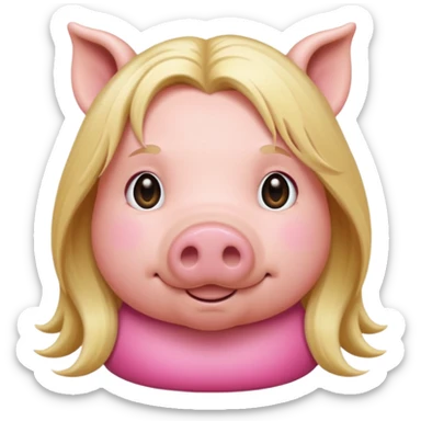 pig with long blonde hair sticker