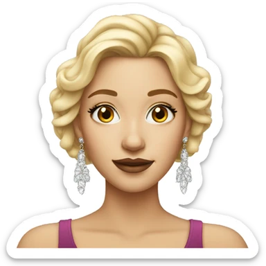 blonde girl with earrings portrait and makeup  sticker