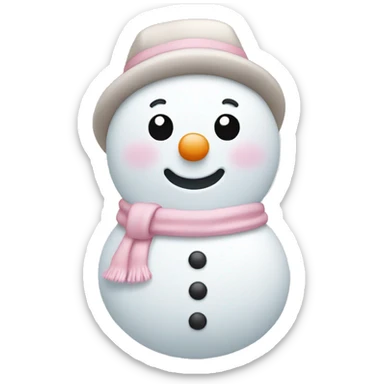 Cute white and light pink snowman sticker