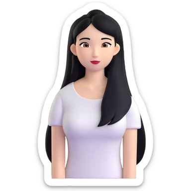 Miss Universe Southeast Asian woman with very long straight black hair wearing a beautiful white top sticker