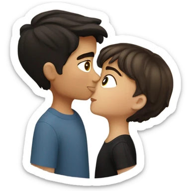White girk with brown hair kissing a Hispanic boy who has black short hair sticker