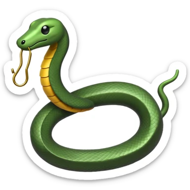 Minimalist emoji-style sticker of a bent paperclip shaped like a snake, wrapping onto itself. Thin black silhouette, no texture. sticker