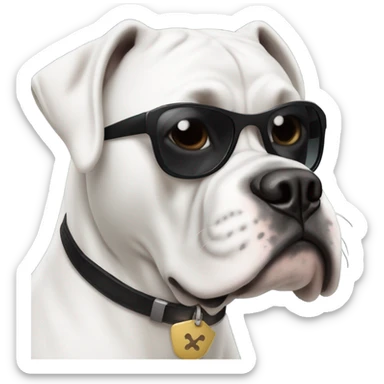 White boxer dog with completely black sunglasses   sticker