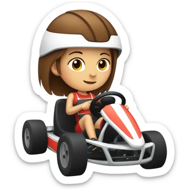 Brown haired girl in a Mario kart sticker