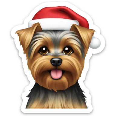 Yorkie with Santa hat sticker