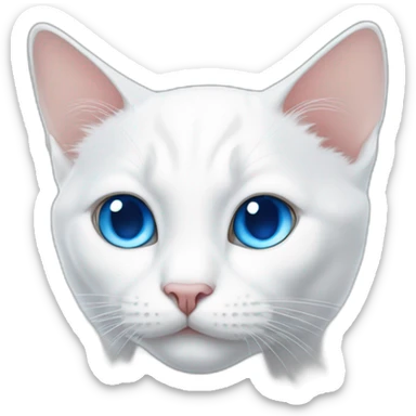 white cat with flattened ears and blue eyes sticker