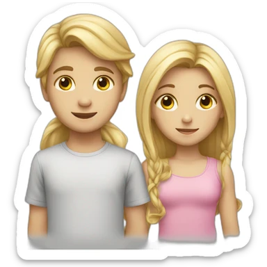 boy and girl children both with long blonde hair sticker