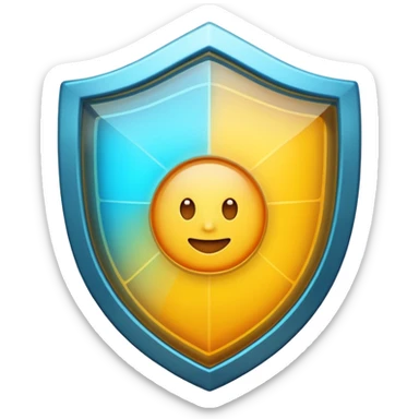 Glowing shield protecting cells, anti-inflammatory compounds, calm energy waves, clean simple emoji style sticker