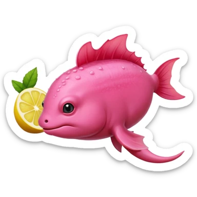 J’aimerais un Axolotl en dessin anime un peu rose qui mange un citron sticker