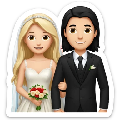 Happy Wedding couple blonde bride long hair and long black hair Chinese groom


 sticker