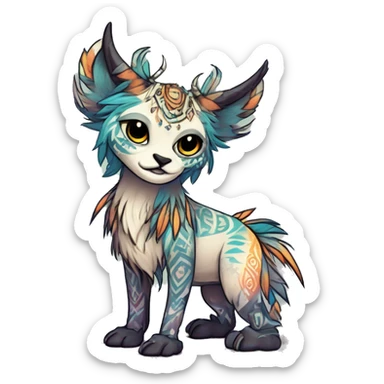cute Kawaii edgy ethereal shy epic tribal fantasy animal fursona Fionbri creature by griffsnuff & LiLaiRa & Falvie with exotic colors with intricate patterns full body sticker