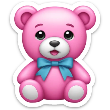 Pink teddy bear with bow sticker
