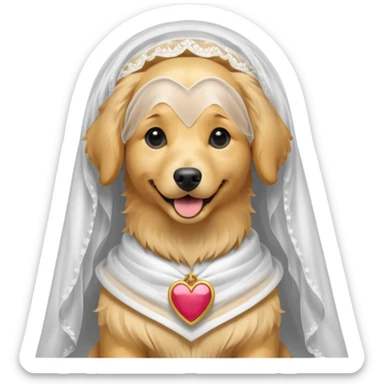 bride dog with white veil sticker