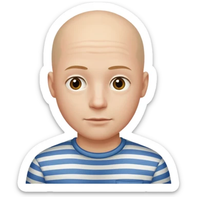 bald young man with striped shirt sticker