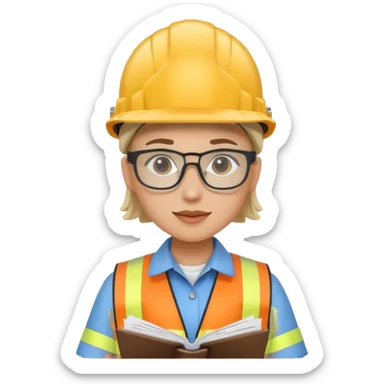 The occupational safety specialist is sitting at the paperwork sticker