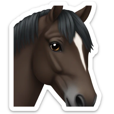 dark brown Hanoverian horse with a short black mane sticker