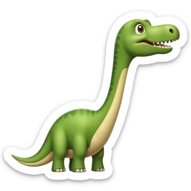diplodocus emoji with long neck resembling a phallic shape, humorous facial expression sticker