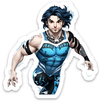 muscular boy with tattoos sticker