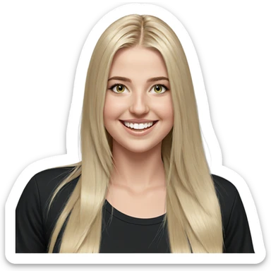 blonde girl smiling in black shirt sticker