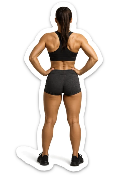 fitness woman di spalle a figura intera in gym shorts sticker