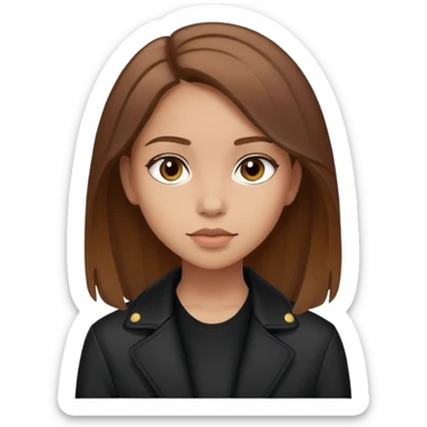 Light-skinned girl with brown hair wearing black jacket sticker