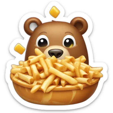 Poutine chevauchant un ours sticker