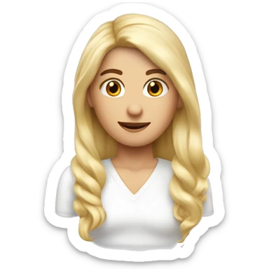 Crea un chico de tono de piel blanca rubio de pelo y que a su lado esté su novia de color de piel morena y cabello liso y de color oscuro sticker