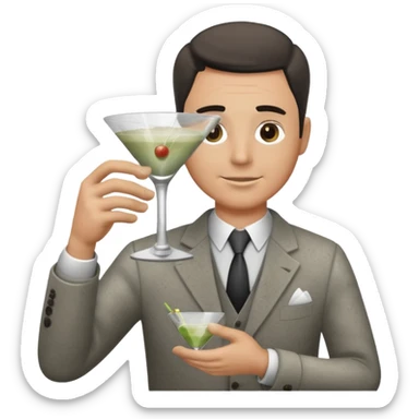 a pile of dust holding a martini sticker