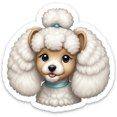 Small poodle with high ponytail sticker