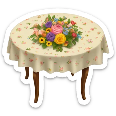 Round table with floral cloth sticker