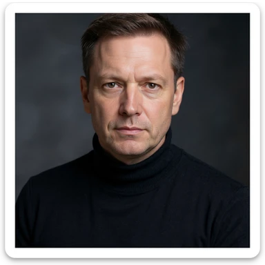 Vertical portrait, only the man's face, realistic style: intense gaze, symbols of protective barrier and regenerating cells, atmosphere of strength and health during fasting. sticker