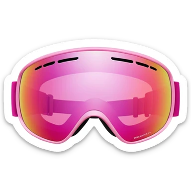 sporty pink ski goggles, frameless design with pink mirrored lenses, snow eyewear sticker
