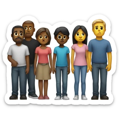 Group of sad people  standing sticker