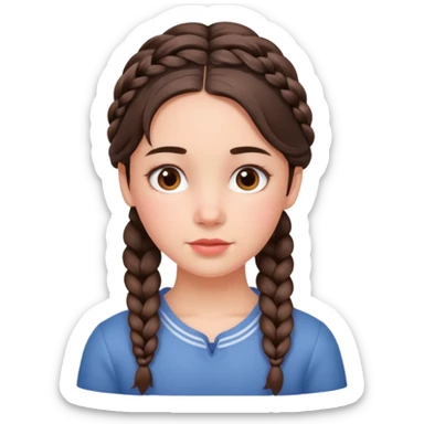 brunet kid girl young with braid sticker