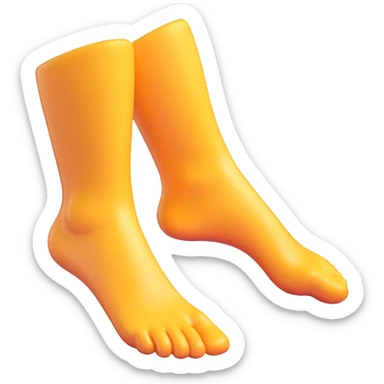 Create a single leg emoji in the same pose as the reference image, in iOS emoji style. 3D, shiny, smooth gradients, soft shadows, realistic leg and foot, classic emoji look. Add a soft shadow under the foot. sticker