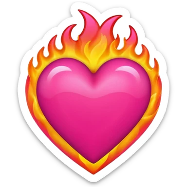 Black, red, hot pink heart make it way more flashy, lightly wreathed in flame  sticker