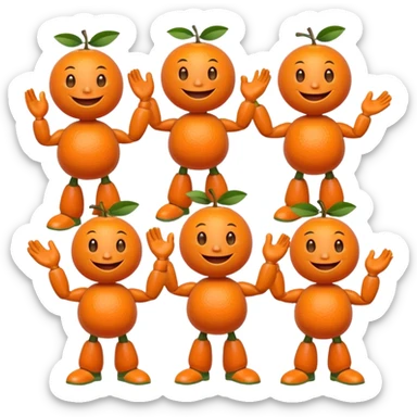 Кумедна мімішна мандаринка. 6 штук. з ручками і ніжками. У різних позах sticker