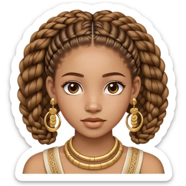 Girl with Fulani braids and curly back head and gold bangle earrings  sticker