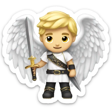 Blonde Male Angel with sword sticker